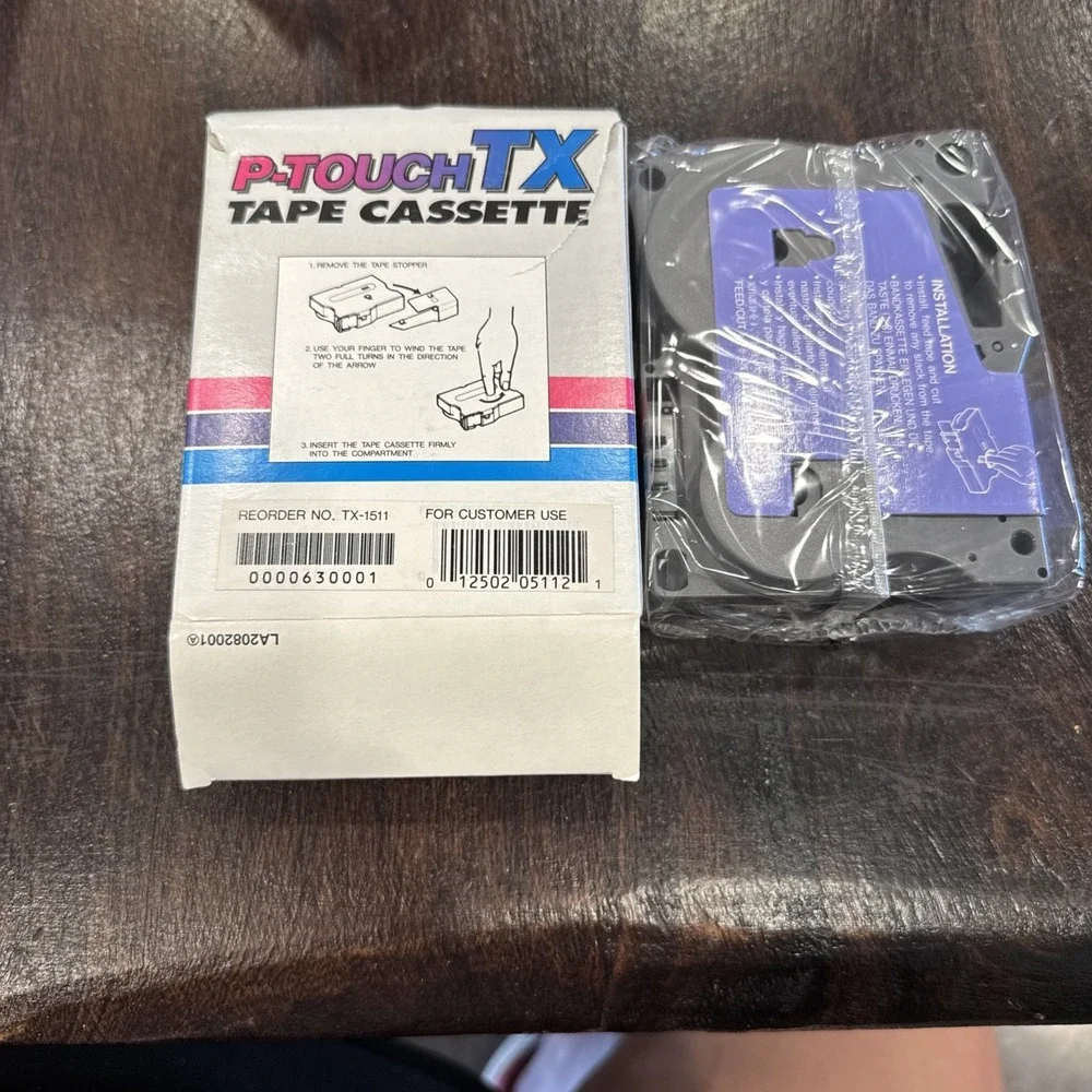 Brother P-Touch TX Tape Cassette 50Ft Tape TX-1511 Black On Clear Factory Sealed